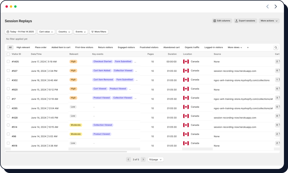 Session Replay Dashboard