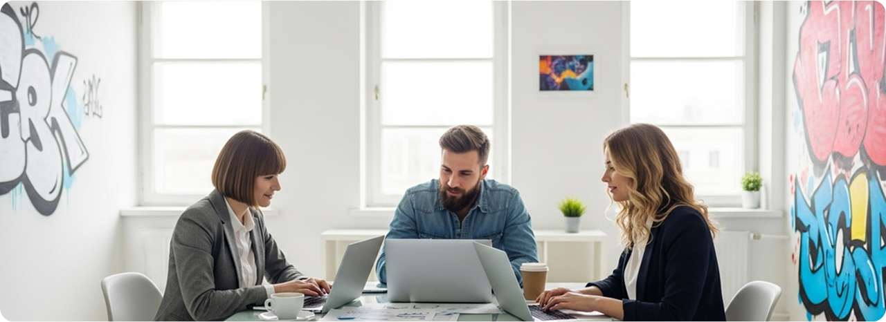 Team collaborating in an office