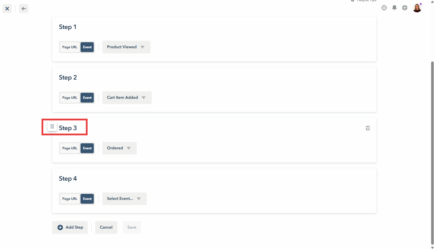 Lucky Orange custom funnel