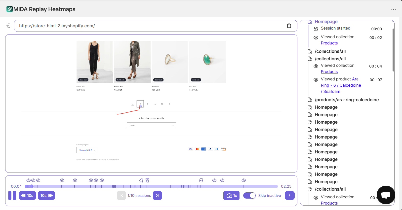 MIDA heatmaps, session replay