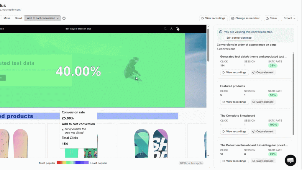 Edit area in conversion heatmap