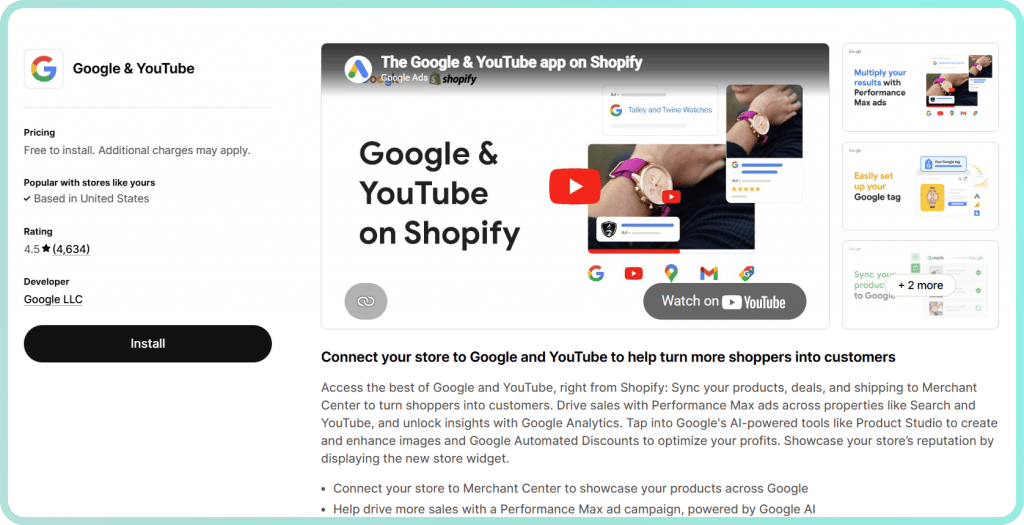 Google and YouTube Shopify app