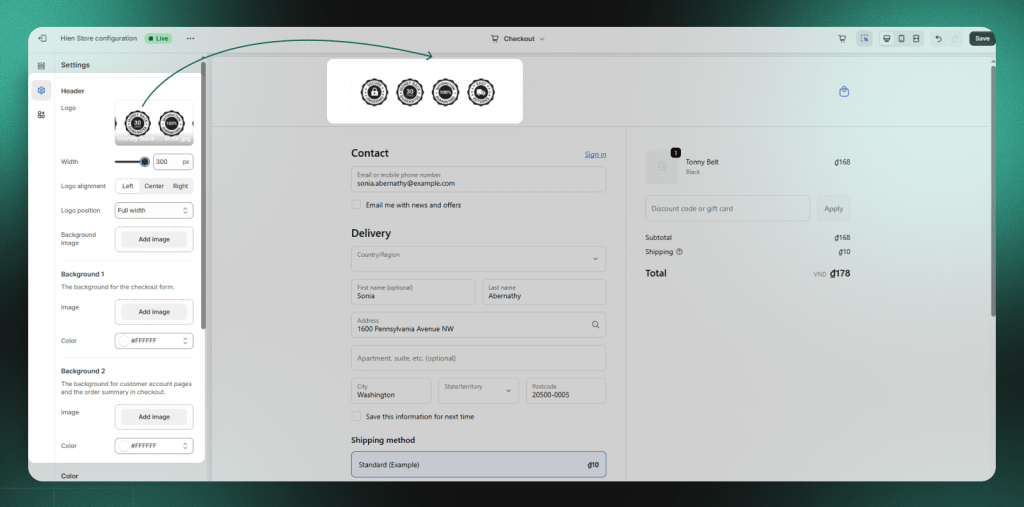 Show trust badges on checkout page