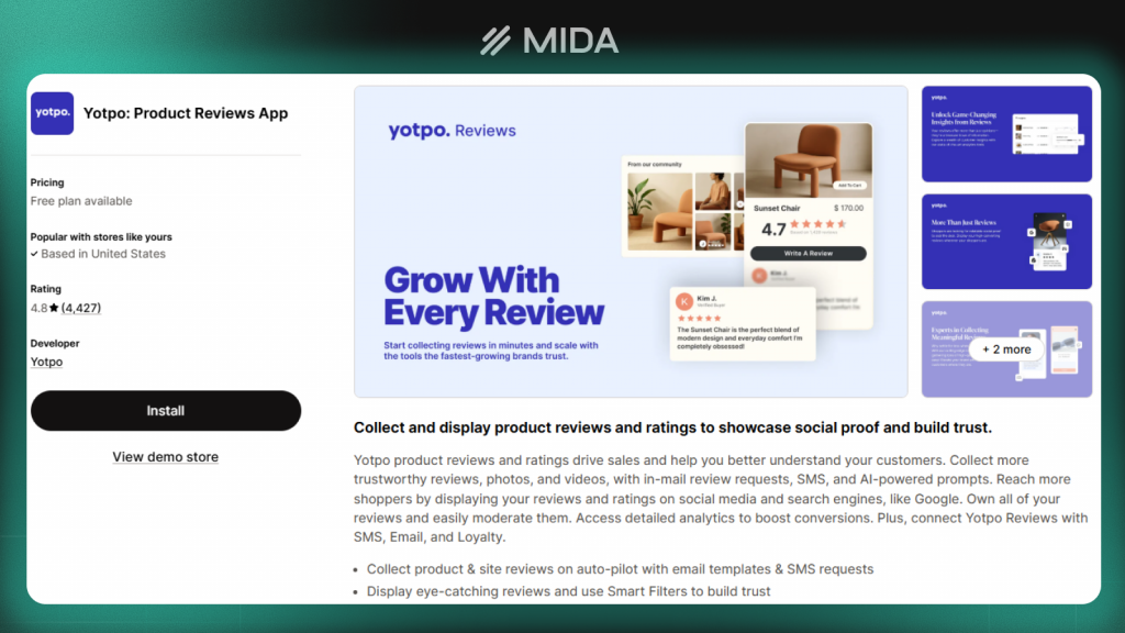 Yotpo product reviews